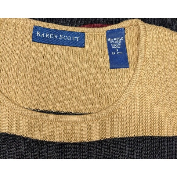 Karen Scott Tank Top S Women's Multicolor Striped Wool Blend Sleeveless Knit - Picture 3 of 3